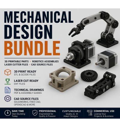 3D Printer & Robotics CAD Design Files - 500+ STL Files Gcode DXF - Mechanical Engineering