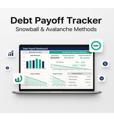 Debt Payoff Tracker Spreadsheet | Snowball & Avalanche Method | Debt Free Planner | Google Sheets Budget Template | Excel Finance Tracker