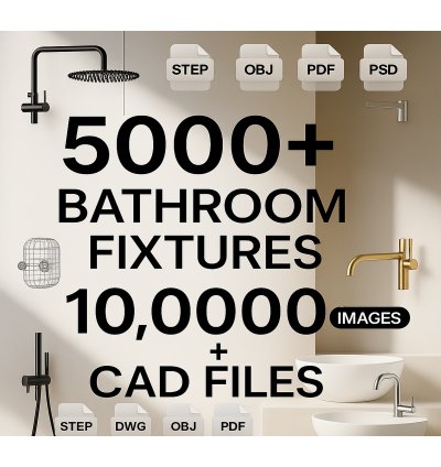 Professional Bathroom Fixtures Design Library – 5,000+ Faucets, Showers, Sinks & 3D CAD Files – Digital Mega Pack