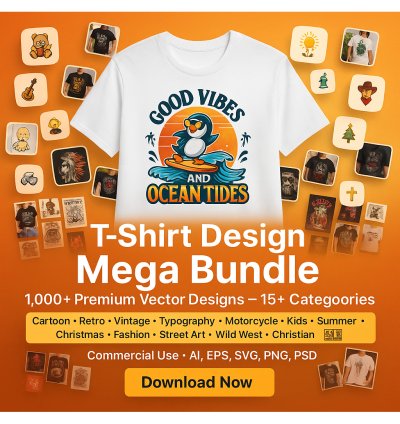 T-Shirt Design Mega Bundle – 5,000+ Premium Vector Graphics for Print-on-Demand & Commercial Use